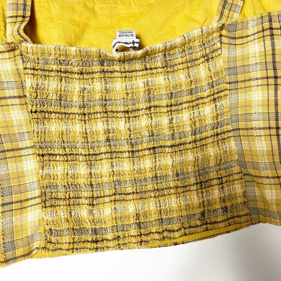 American Eagle Yellow Plaid Fall Women Crop Top XL - Picture 5 of 8